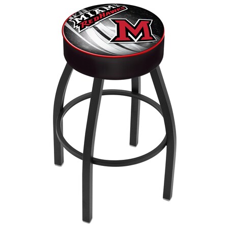 Holland Bar Stool Co 25" 4" Miami (OH) Cushion Seat, Blk Wrinkle Base Swivel Bar Stool L8B125Mia-OH-D2